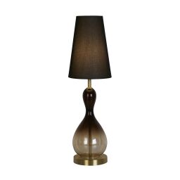 EU23186BK Marakesh 1Lt Table Lamp Satin Brass Metal Black Ombre Glass Searchlight