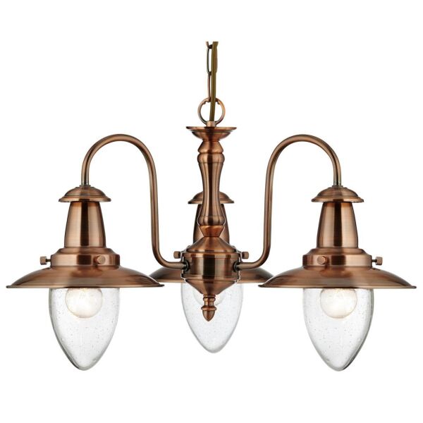 5333-3CU Fisherman II 3Lt Lampa wisząca - miedź & szkło Shade Searchlight