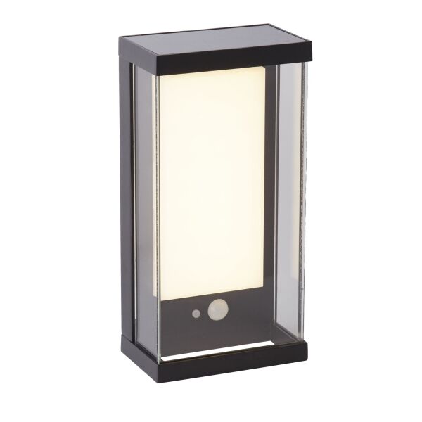 67419BK Solar Outdoor Wall Light - Black Metal & White Polycarbonate Searchlight