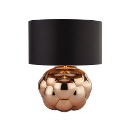 EU9711CU Fizz Table Lamp - Copper Glass & Black Faux Silk Shade Searchlight