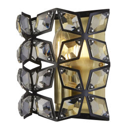 59811-1BSB Iris Wall Light - Black Metal, Crystal & Brass Searchlight