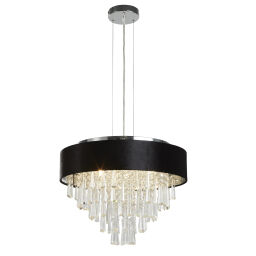 50818-5BK Glamour 5Lt Pendant/Semi-Flush- Black Velvet & Clear Crystal Searchlight