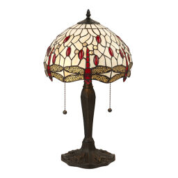 64086 Tiffany Dragonfly beige 2lt lampa stołowa Interiors1900 - MEGA rabaty w koszyku %