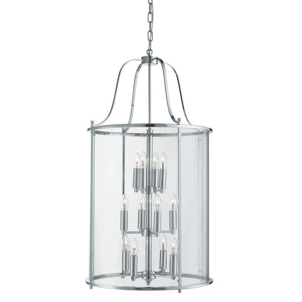 30612-12CC Lantern Grande 12Lt Lampa wisząca - Chrome & Clear szkło Searchlight