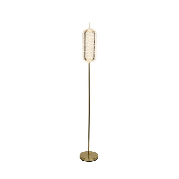EU28806SB Capsule LED Satin Brass And Acrylic Floor Lamp Searchlight