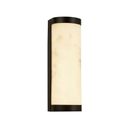 10887BK Nile LED Wall Light, Matt Black Metal & Marbleised Resin Searchlight