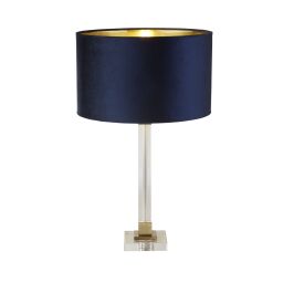 EU67522AZ Scarborough Table Lamp - Crystal, Brass Metal & Navy Velvet Searchlight