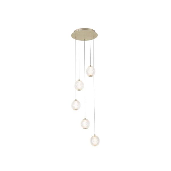 51481-5SB Allure 5 Light Satin Brass Multi Drop Ceiling Pendant Searchlight