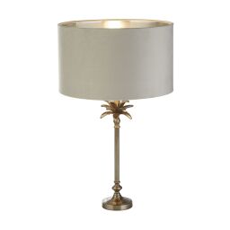 EU81210GY Palm Table Lamp - Antique Nickel Metal & Grey Velvet Shade Searchlight