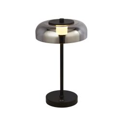 EU59801-1SM Frisbee LED Lampa stołowa - czarny Metal & Smoked szkło Searchlight