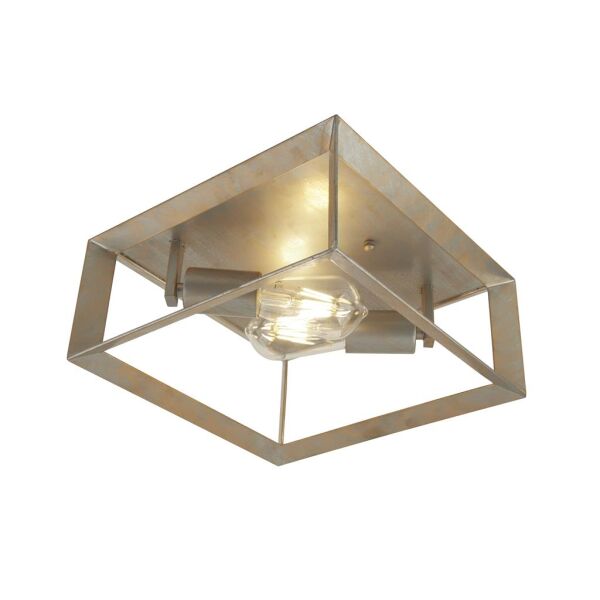 2412-2SI Heaton 2Lt Flush Lampa sufitowa - Brushed srebrny/złoty Searchlight
