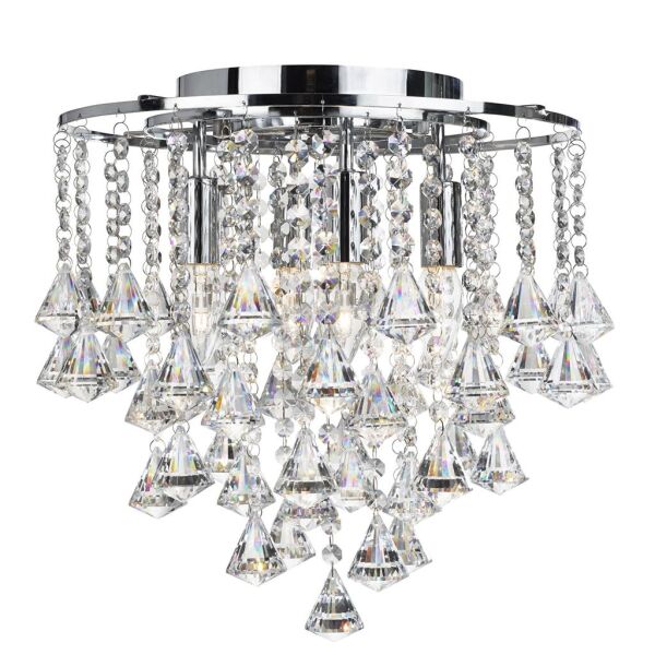 3494-4CC Dorchester 5Lt Ceiling Flush - Chrome & kryształ Searchlight