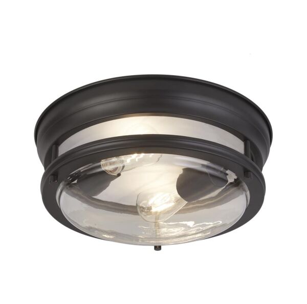 5182BK Glasgow 2Lt Flush - Black Metal & Clear Glass Searchlight
