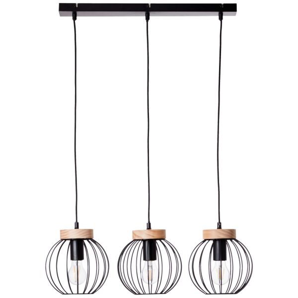 99236/76 Lampa wisząca Sorana 3-płomieniowa w kolorze czarnym / drewna