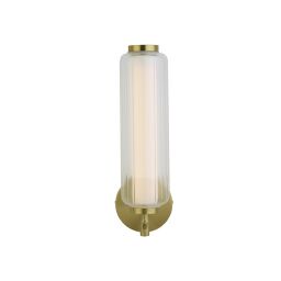 26253SB Mod LED Wall Light, Satin Brass Metal, Opal Acrylic & Clear Searchlight