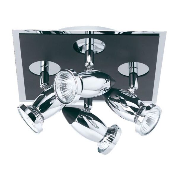 7494 Comet 4Lt Square reflektorek - Matt czarny & Polished Chrome Searchlight