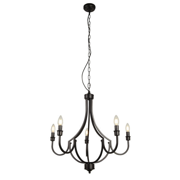 82915-5BK Lodge 5Lt Pendant - Black Metal Searchlight