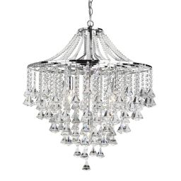 3495-5CC Dorchester 5Lt Lampa wisząca - Chrome, kryształ Buttons & Drops Searchlight