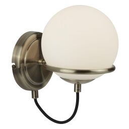 7091AB Sphere Kinkiet - antyczny mosiądz with szkło opal Shade Searchlight