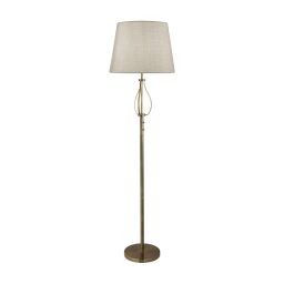 EU7485AB Vegas Floor Light- Antique Brass Metal & Cream Hessian Shade Searchlight