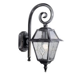 1515 Genoa zewnętrzny Kinkiet - czarny srebrny & Leaded szkło, IP44 Searchlight