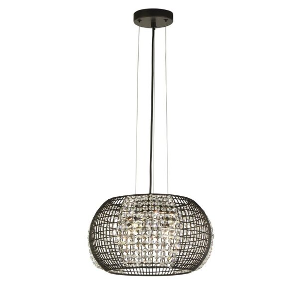 9094-4BK Cage 4Lt Lampa wisząca - czarny Metal & kryształ szkło Searchlight