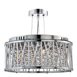 8333-3CC Elise 3Lt Lampa wisząca/Semi-Flush - Chrome, kryształ & Aluminium Searchlight