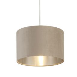 21027TA Taupe Velvet Drum Light Shade - 28cm Searchlight
