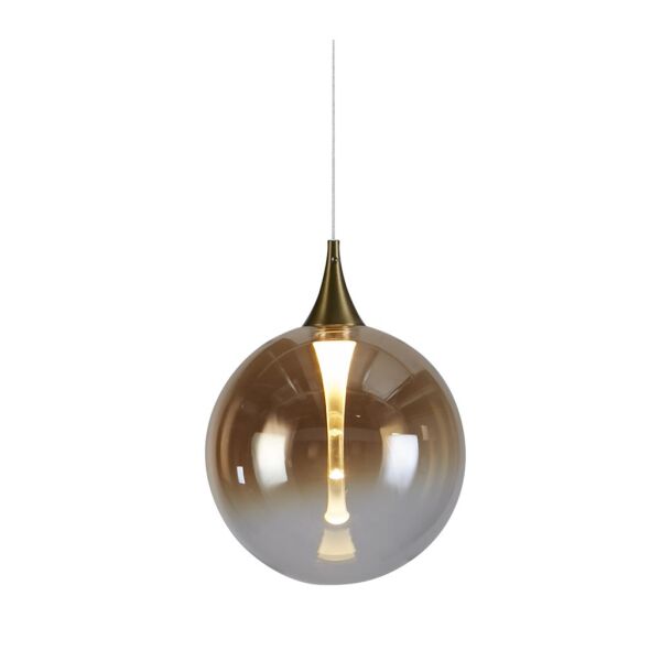 76410BK Alchemy LED Black Pendant Ceiling Lamp With Amber Glass Searchlight