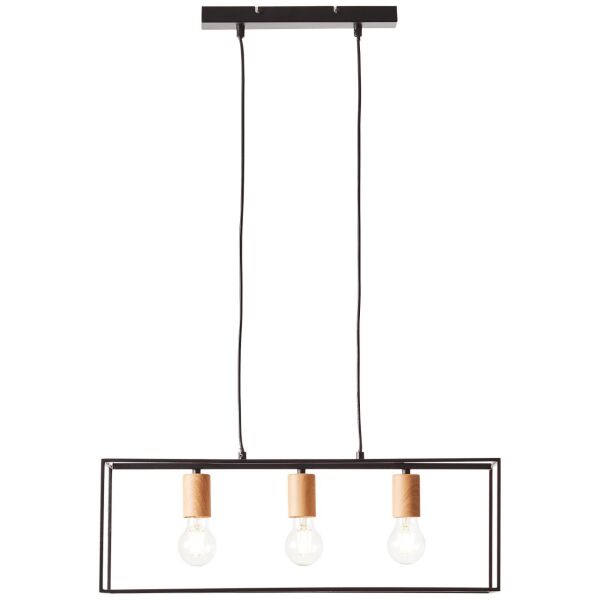92747/76 Arica Lampa wisząca 3flg czarny/kolor drewna Brilliant
