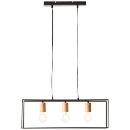 92747/76 Arica Lampa wisząca 3flg czarny/kolor drewna Brilliant