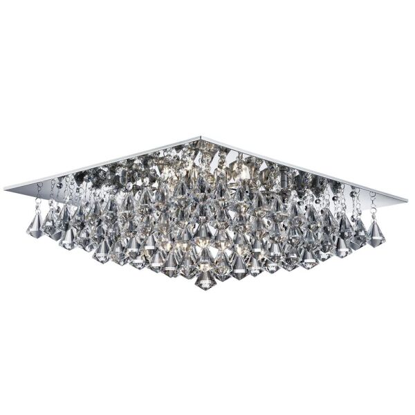 7308-8CC Hanna 8Lt Flush - Chrome & Clear kryształ Pyramid Drops Searchlight