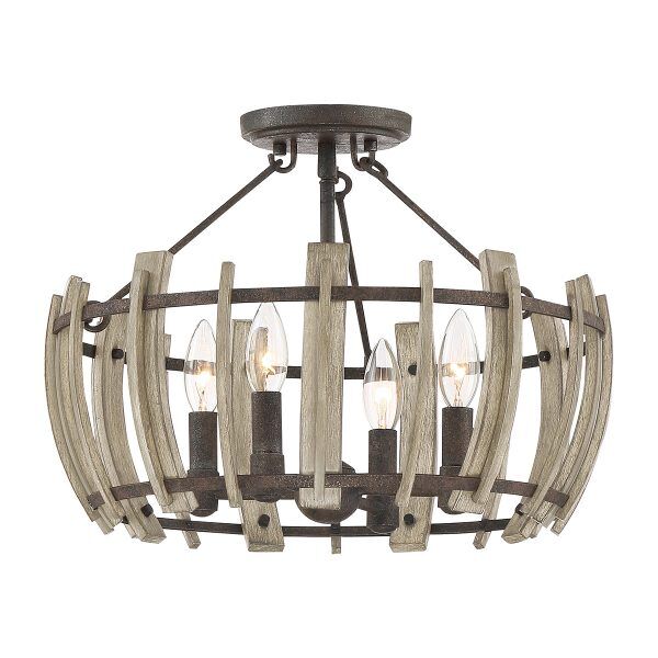 QZ-WOOD-HOLLOW-SF Wood Hollow 4 Light Semi Flush Elstead - Mega RABATY w koszyku %
