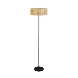 EU47812NA Isla 3Lt Floor Lamp, Recycled Paper Shade and Black Metal Searchlight