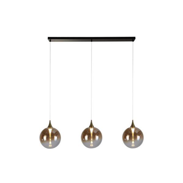 76410-3BK Alchemy Black 3 Light Pendant Ceiling Light With Amber Glass  Searchlight