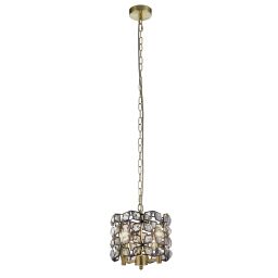 59811-2BSB Iris 2Lt 25cm Round Pendant- Black Metal, Crystal & Brass Searchlight