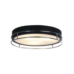 62013-3CC Phoenix 3Lt Flush -Black, Chrome Metal & Frosted Glass Diffu Searchlight