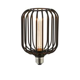 26005BK Drum Lamp With Black Cage Detail Searchlight