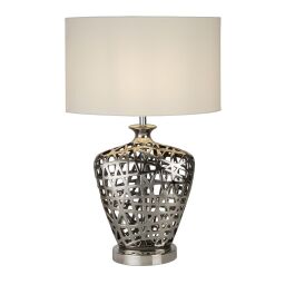 EU4852CC Network Large Lampa stołowa Chrome with biały Oval Shade Searchlight