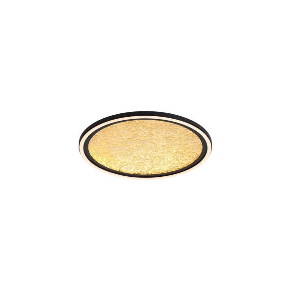 31908-400GO Luna LED Flush, Sand Black Metal & Gold PC Diffuser Searchlight
