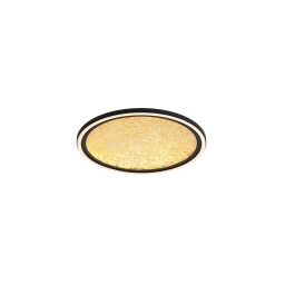 31908-400GO Luna LED Flush, Sand Black Metal & Gold PC Diffuser Searchlight