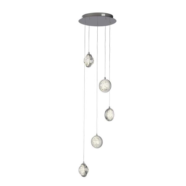 28701-5CC Quartz 5Lt Lampa wisząca - Chrome & Bubble szkło Searchlight