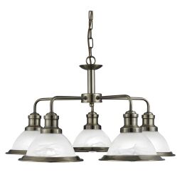 1595-5AB Bistro 5Lt Lampa wisząca - antyczny mosiądz & szkło Searchlight