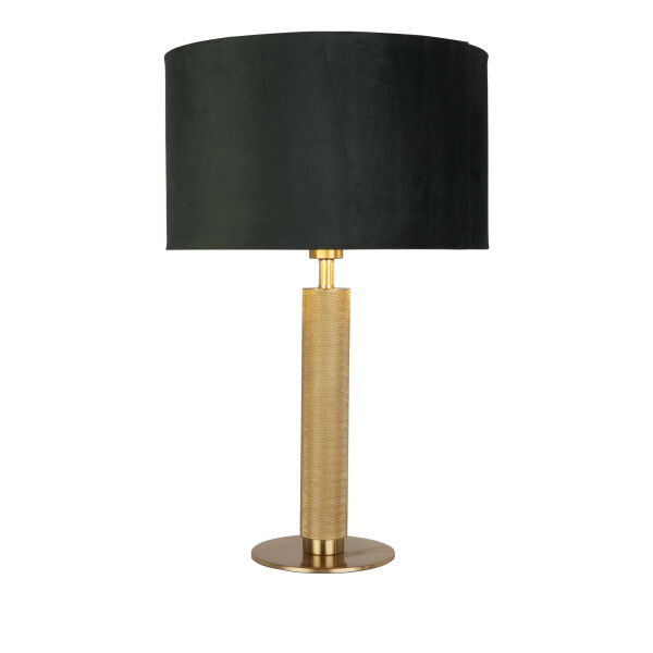 EU65721GR London Table Lamp - Knurled Brass & Green Velvet Shade Searchlight