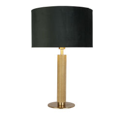 EU65721GR London Table Lamp - Knurled Brass & Green Velvet Shade Searchlight