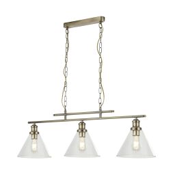 1277-3AB Pyramid 3Lt Lampa wisząca - antyczny mosiądz & szkło abażur Searchlight