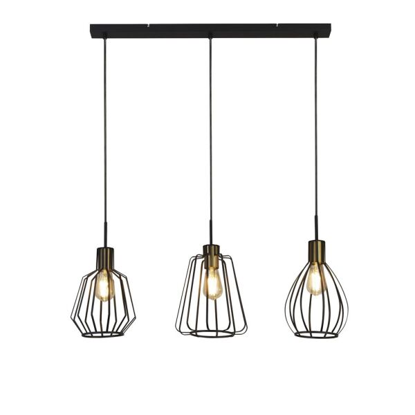 24053-3BK Melbourne 3Lt Bar Lampa wisząca -czarny Metal & satyna Brass Searchlight