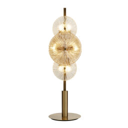 EU88211-6BZ Wagon Wheel 6Lt Table Lamp, Bronze with Clear and Amber Glas Searchlight