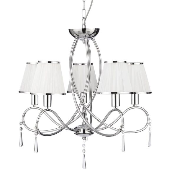 1035-5CC Simplicity 5Lt Lampa wisząca - Chrome, Clear szkło & biały abażur Searchlight