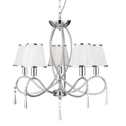 1035-5CC Simplicity 5Lt Lampa wisząca - Chrome, Clear szkło & biały abażur Searchlight
